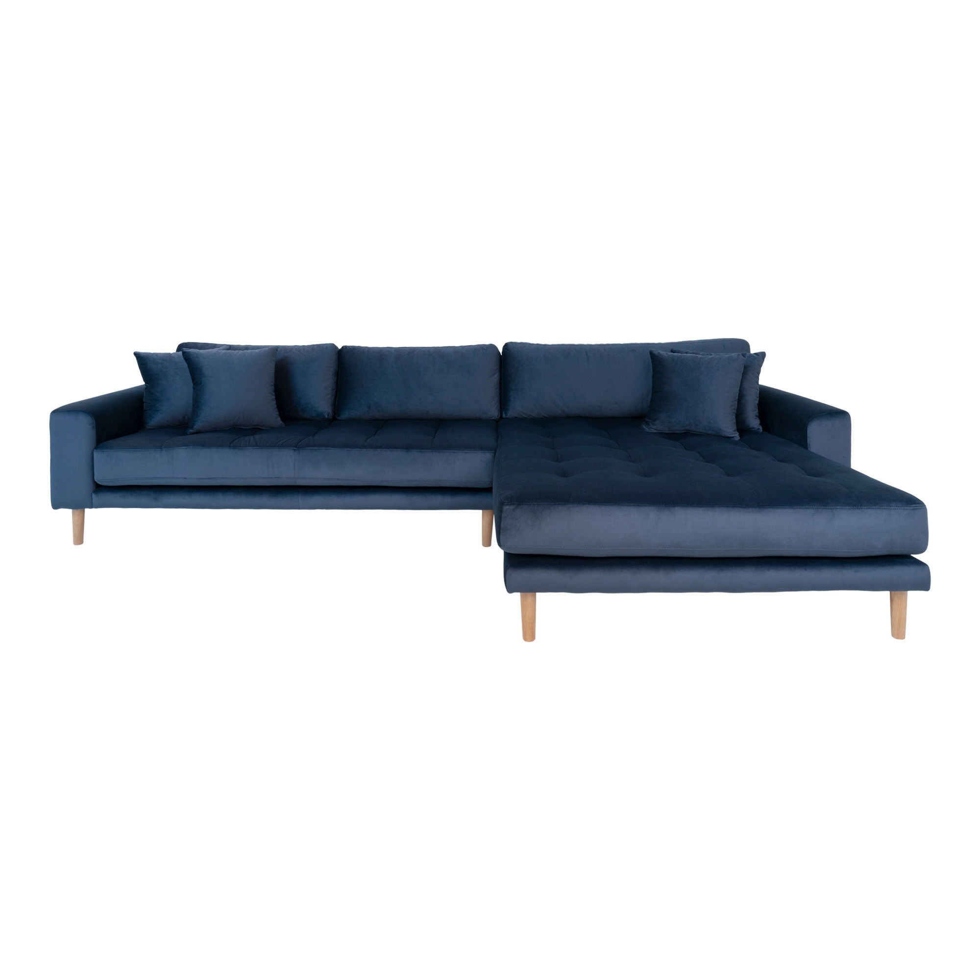 Lido – Ecksofa rechtsseitig, Samt, mit 4 Kissen, 290×170/92×76 cm